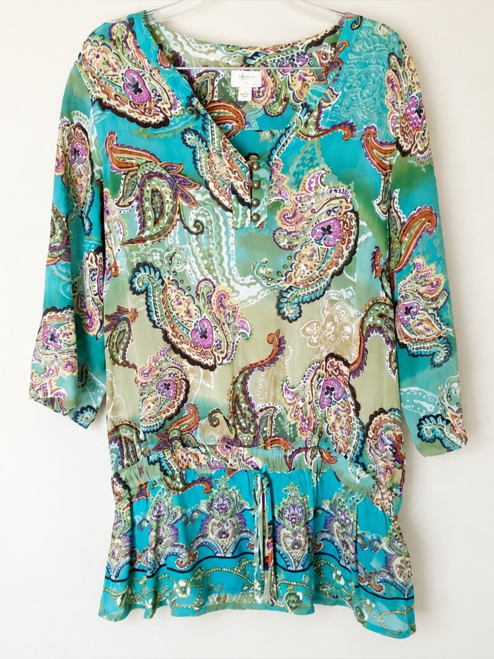 Forbidden Paisley Peasant Blouse Multicolor Boho Festival Top M